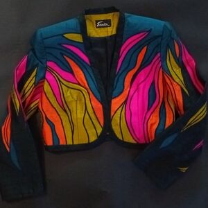 One of a kind silkartcouture, bolero jacket, with bespoke fabric